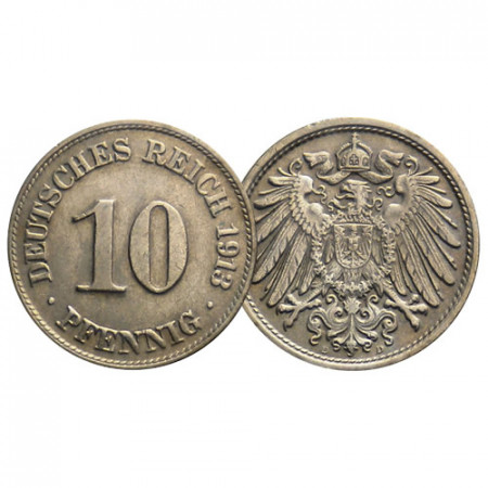 1890-1916 * 10 Pfennig GERMANY "Second Reich - Imperial Eagle" (KM 12) F/VF