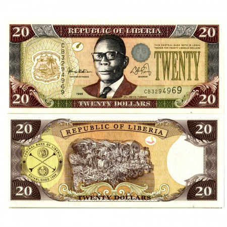 1999 * Banknote Liberia 20 Dollars "William V. S. Tubman" (p23a) UNC