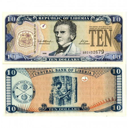 2006 * Banknote Liberia 10 Dollars "Joseph J Roberts" (p27c) UNC