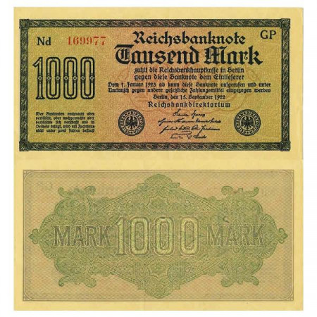 1922 * Banknote Germany Weimar 1000 Mark "Reichsbanknote" (p76b) XF+
