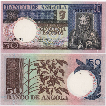 1973 * Banknote Angola 50 Escudos "Luís de Camoes" (p105) UNC