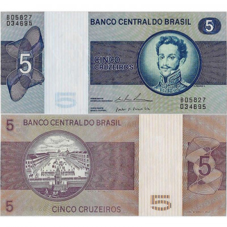 ND (1974) * Banknote Brazil 5 Cruzeiros "Dom Pedro I - Praça XV de Novembre" (p192c) UNC