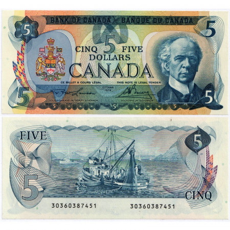 1979 * Banknote Canada 5 Dollars "Sir Wilfrid Laurier - Salmon Fishing" (p92a) UNC