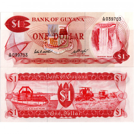 ND (1966-92) * Banknote Guyana 1 Dollar "Kaieteur Falls" (p21e) UNC