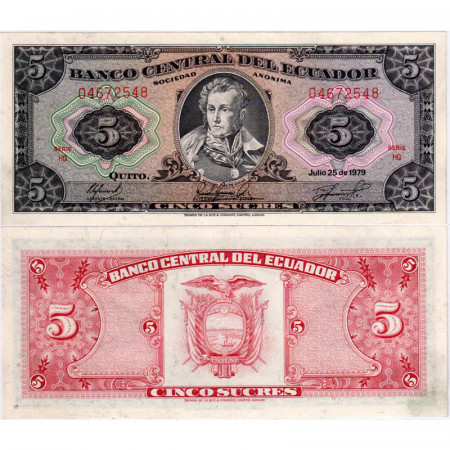 1979 * Banknote Ecuador 5 Sucres "Antonio José de Sucre" (p113c) UNC