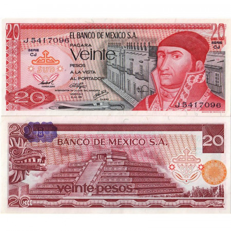 1976 * Banknote Mexico 20 Pesos "José María Morelos y Pavón" (p64c) UNC