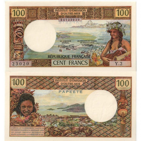 ND (1973) * Banknote Tahiti 100 Francs "Papeete - Girl" (p24b) UNC