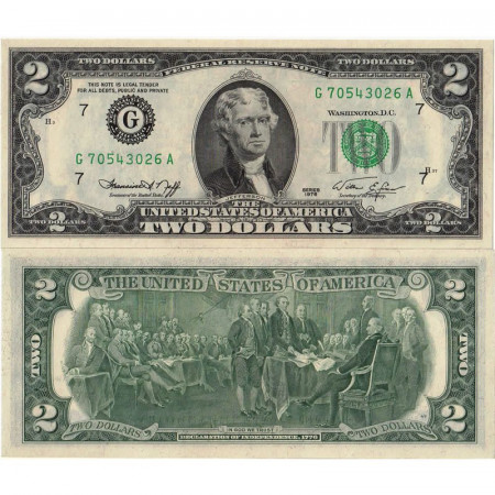 1976 * Banknote United States of America 2 Dollars "President Thomas Jefferson" (p461) UNC