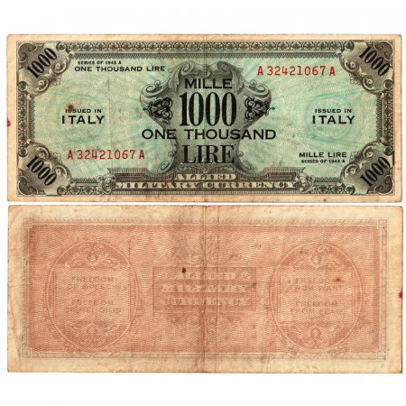 1943 A * Banknote Italy 1000 AM Lire "Allied Military Currency - Bilingual" (A1165 pM23) aVF