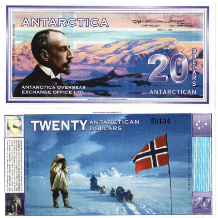 1996 * Banknote Antarctica 20 Antarctican Dollars "Roald Engelbregt" (px) UNC