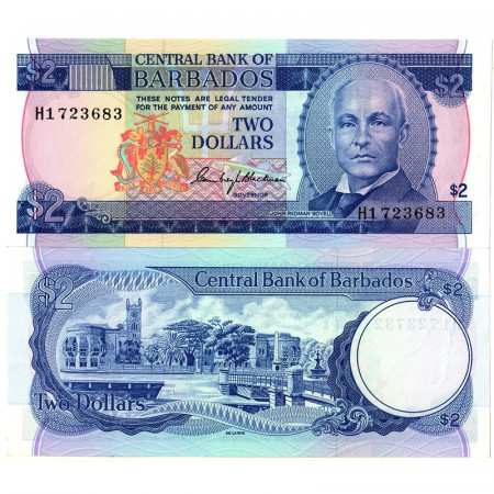 ND (1980) * Banknote Barbados 2 Dollars "JR Bovell" (p30a) UNC