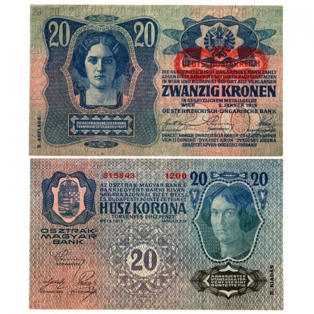 ND (1919 - old 1913) * Banknote Austria 20 Kronen "Deutschösterreich" (p53a) VF+