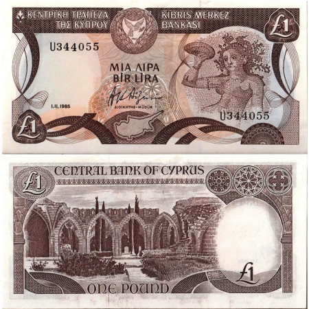 1985 * Banknote Cyprus 1 Pound (Lira) "Nymph Acme" (p50) aUNC