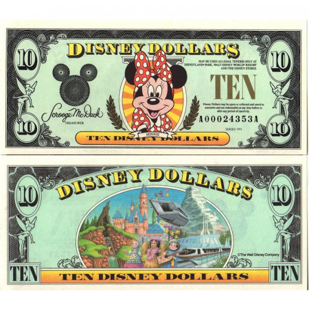 1991 * Banknote Disney 10 Disney Dollars "Minnie Mouse" (px) UNC