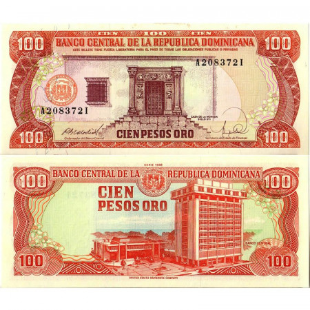 1988 * Banknote Dominican Republic 100 Pesos "Casa de Moneda" (p128a) UNC