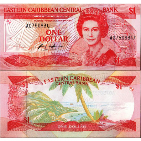 ND (1988-89) * Banknote East Caribbean States 1 Dollar "Elizabeth II - U Anguilla" (p21u) UNC