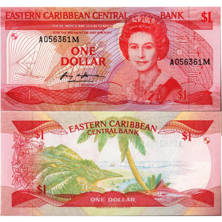 ND (1985-88) * Banknote East Caribbean States 1 Dollar "Elizabeth II - M Montserrat" (p17m) UNC