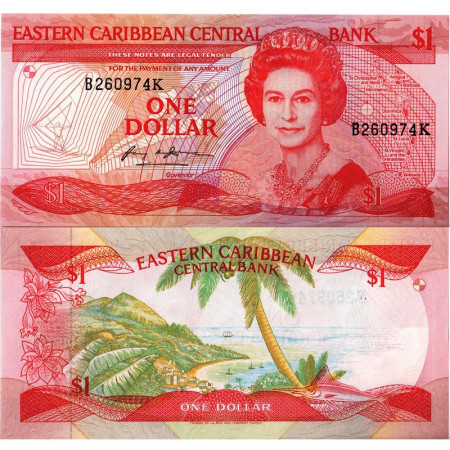 ND (1985-88) * Banknote East Caribbean States 1 Dollar "Elizabeth II - K St. Kitts" (p17k) UNC