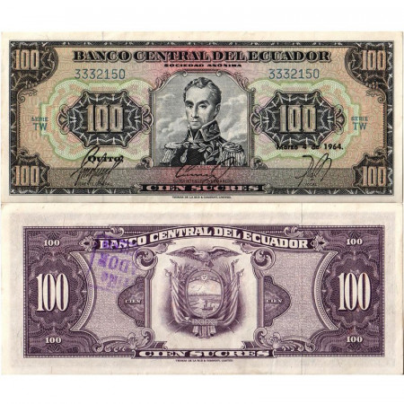 1964 * Banknote Ecuador 100 Sucres "Simòn Bolivar" (p117a) aUNC