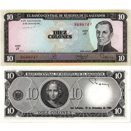 1980 * Banknote El Salvador 10 Colones "Manuel José Arce - Columbus" (p129b) UNC