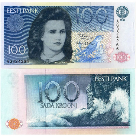 1991 * Banknote Estonia 100 Krooni "Lydia Koidula" (p74a) aUNC