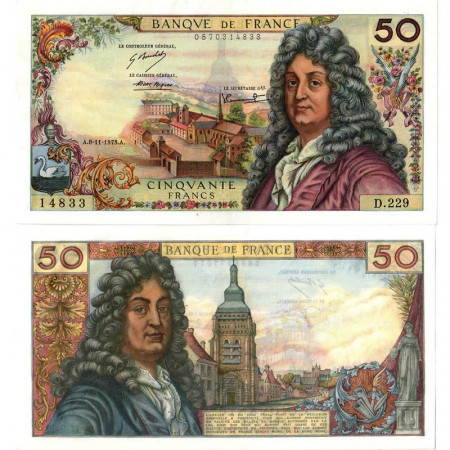 1973 * Banknote France 50 Francs "Jean Racine" (p148d) XF+
