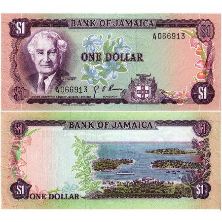 L.1960 (1970) * Banknote Jamaica 1 Dollar "Sir Alexander Bustamante" (p54) UNC