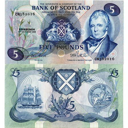 1983 * Banknote Scotland 5 Pounds "Sir Walter Scott" (p112f) aUNC