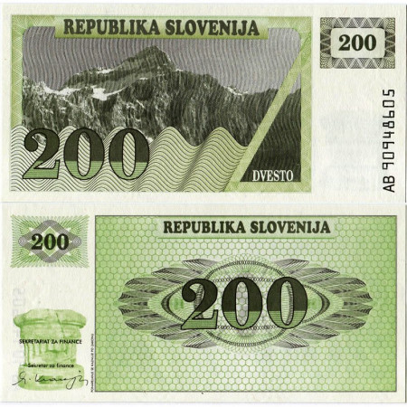 1990 * Banknote Slovenia 200 Tolarjev (p7a) UNC