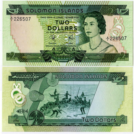 ND (1977) * Banknote Solomon Islands 2 Dollars "Elizabeth II" (p5a) UNC