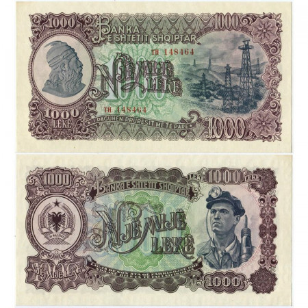 1957 * Banknote Albania 1000 Leke "Skanderbeg - Miner" (p32a) UNC