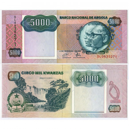 1991 * Banknote Angola 5000 Kwanzas "Dr. Agostinho Neto & José E dos Santos" (p130c) UNC