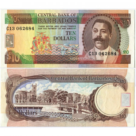 ND (1986) * Banknote Barbados 10 Dollars "Charles Duncan O'Neal" (p38) XF+