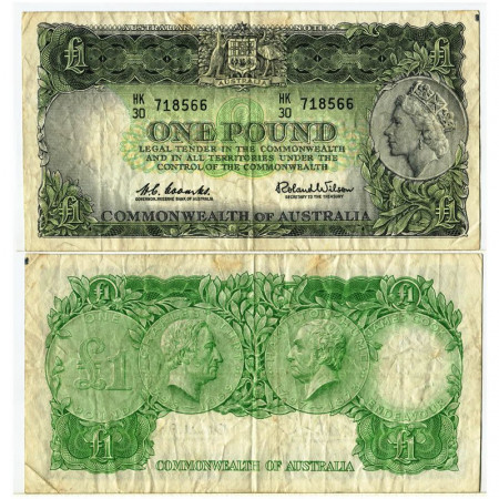 ND (1961-65) * Banknote Australia 1 Pound "Elizabeth II" (p34) VF