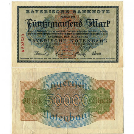 1923 * Banknote Germany German States 50.000 Mark "Bayern" (pS927) XF