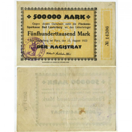 1923 * Notgeld Germany 500.000 Mark "Bad Lauterberg – Gutschein" (pX) XF+