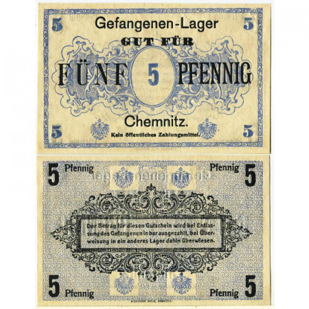 ND(1914) * Voucher Germany 5 Pfennig "Sachsen, Chemnitz-Gefangenenlager - Pow Lager Camp" (pC-2812) UNC