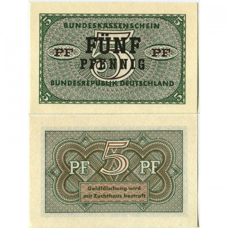 ND (1967) * Banknote Germany Federal Republic 5 Pfennig "West Germany" (p25) UNC