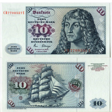 1980 * Banknote Germany Federal Republic 10 Deutsche Mark "Gorch Fock" (p31d) UNC