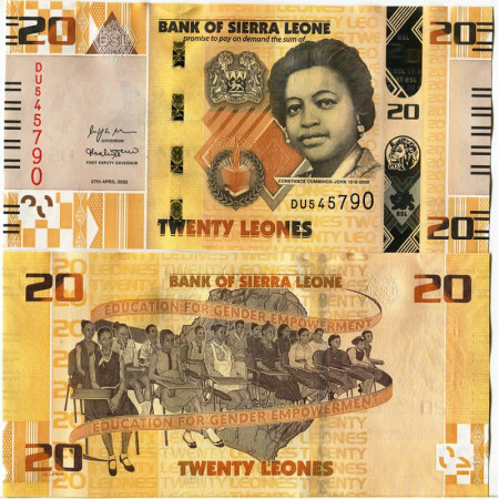 2022 * Banknote Sierra Leone 20 Leones "Constance Cummings-John" (pW38) UNC