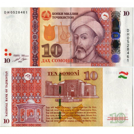 2021 * Banknote Tajikistan 10 Somoni "Mir Saiid Alii Hamadoni " (p24d) UNC