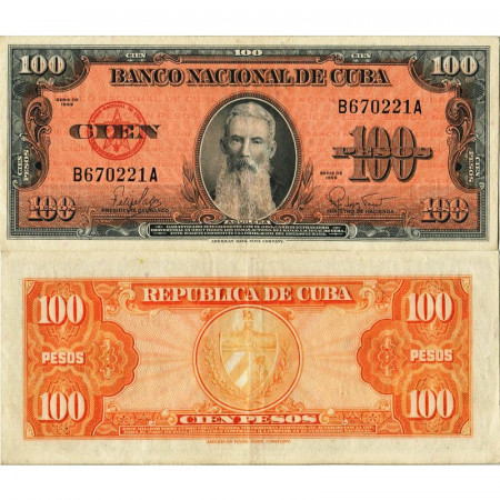 1959 * Banknote Cuba 100 Pesos "F. Aguilera" (p93) XF