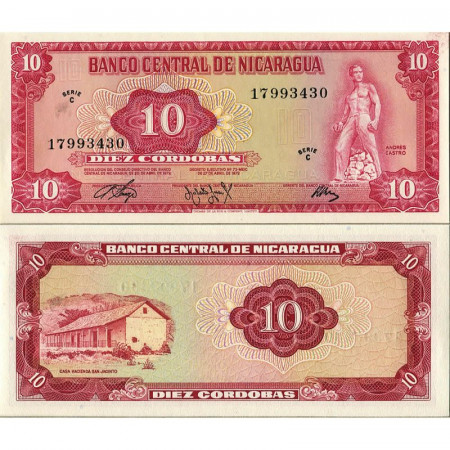 1972 * Banknote Nicaragua 10 Cordobas "Andrés Castro" (p123) UNC