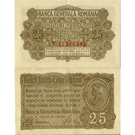 ND (1917) * Banknote Romania 25 Bani "Mercury" (pM1) XF