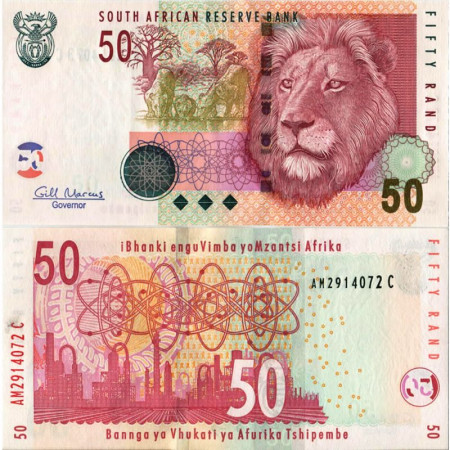 2010 * Banknote South Africa 50 Rand "Lions - Atomic Symbols" (p130b) UNC