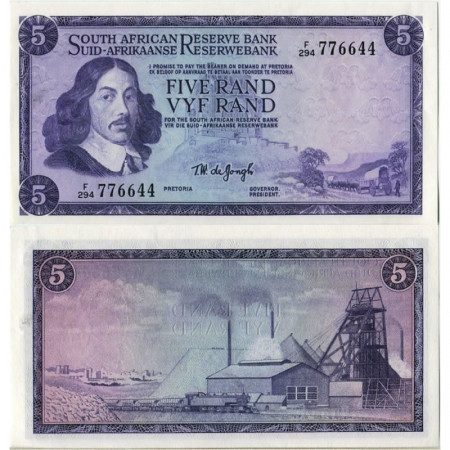 ND (1966-1976) * Banknote South Africa 5 Rand "Jan van Riebeeck" (p112c) aUNC