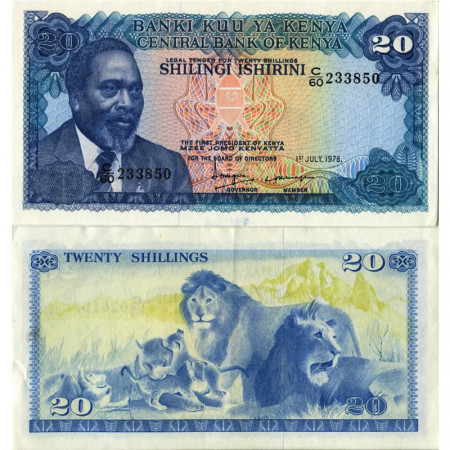 1978 * Banknote Kenya 20 Shillings "President MJ Kenyatta" (p17) XF+