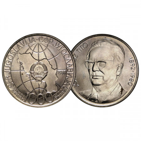 1980 * 1000 Dinara Silver Yugoslavia "Death of Joseph Tito" (KM 78) UNC