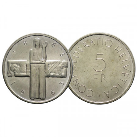 1963 * 5 Francs Silver Switzerland "Red Cross" (KM 51) BU