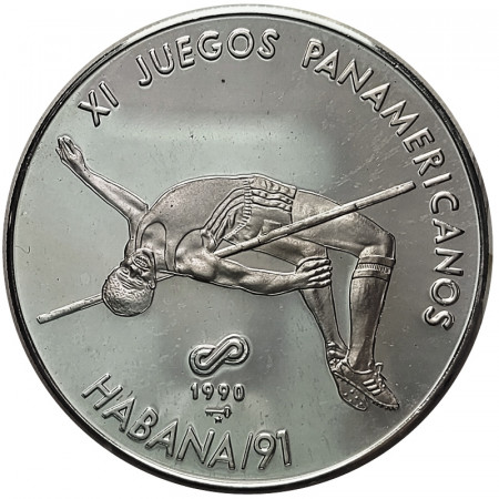 1990 * 10 Pesos 1 OZ Silver Cuba "High Jump" (KM 291) PROOF